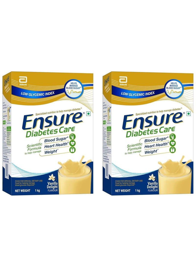 انشور رعاية مرضى السكري - تغذية للمساعدة في التحكم بمستويات السكر في الدم - 1 كجم (بنكهة الفانيليا) (عبوة من قطعتين) - Image 1